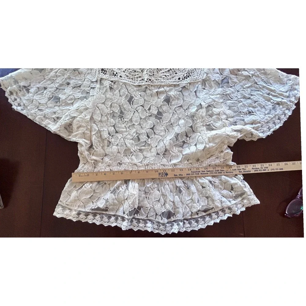 Endless Designs Lace Blouse Cotton Nylon XL Ivory Excellent Boho Cottagecore - Picture 10 of 10